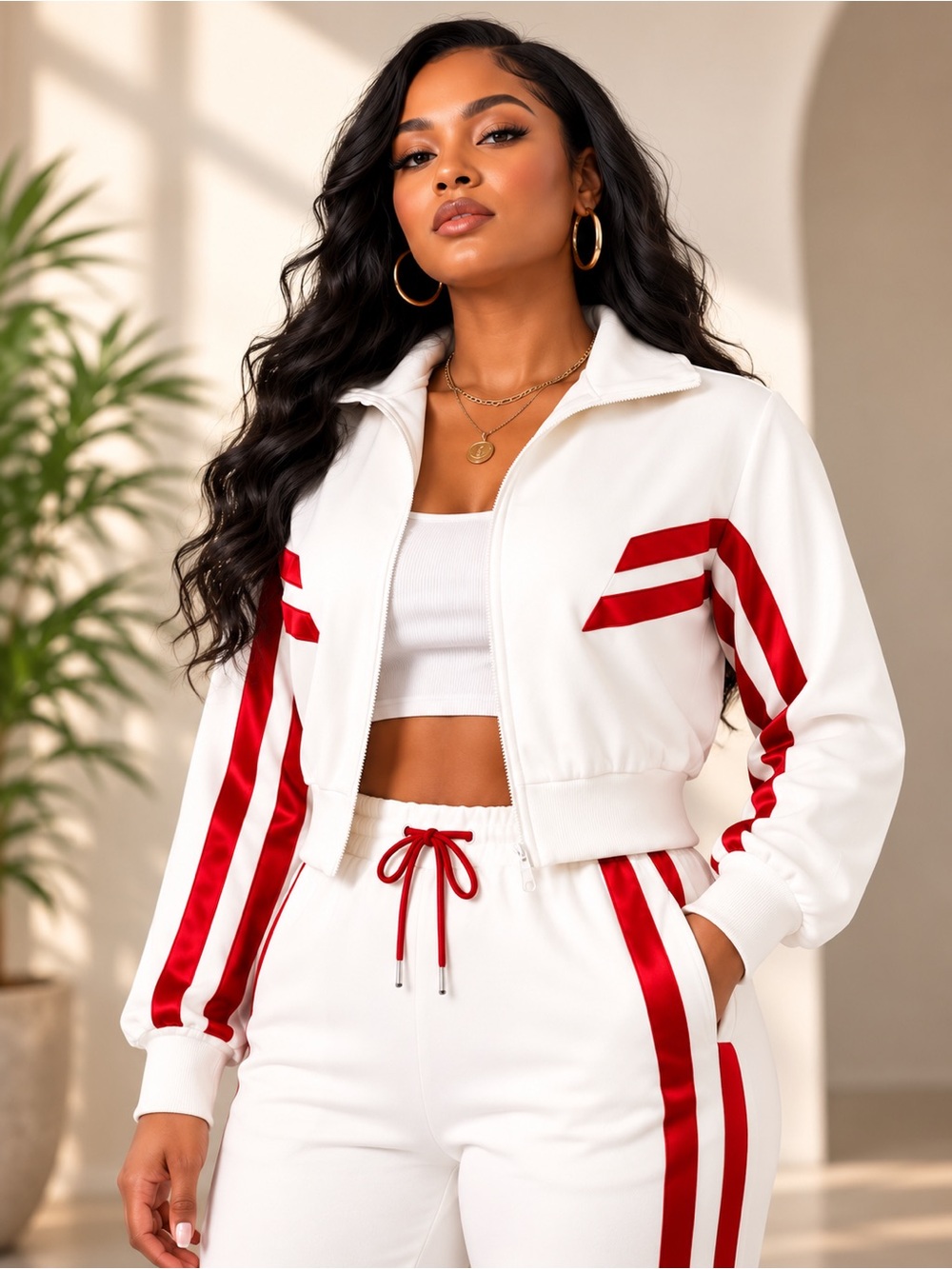 NEW Y2K Style Striped Zip-Up Tracksuit Set – Size 3X-Large - Picture 2 of 11